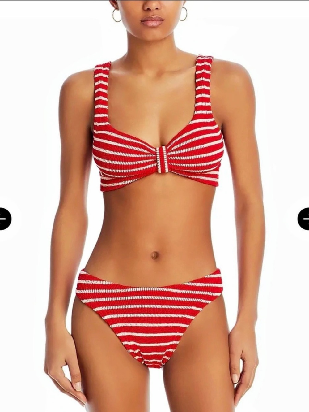 Hunza G Red & White Striped Bonnie Bikini
